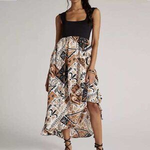 *Anthropologie | Sleeveless Printed Twofer Maxi Dress Size M